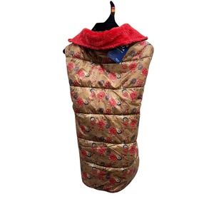 YOULY Size XXL/XXXL (22"- 27") Floral Reversible Cozy Puffer Vest Dog Jacket NWT